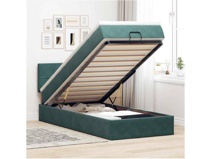 Ottomane Bett mit Matratze & LEDs Dunkelgrün 90x200 cm Samt von Kauf-Unique Marketplace
