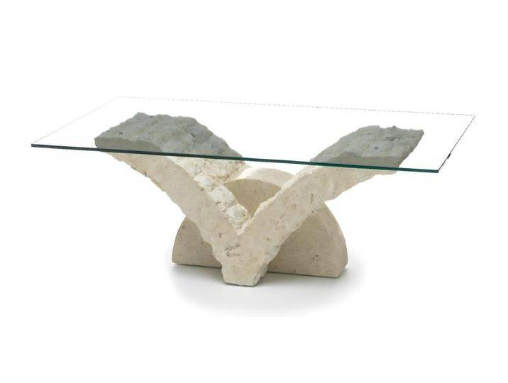 Papillon – Couchtisch (120 x 70 – transparent) aus beigem gehärtetem Glas von Kauf-Unique Marketplace