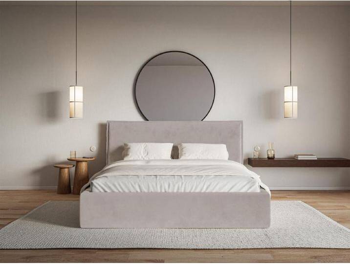 Polsterbett 160×200 mit Bettkasten - Lattenrost - Velours graubraun - SOFTIE von Kauf-Unique Marketplace