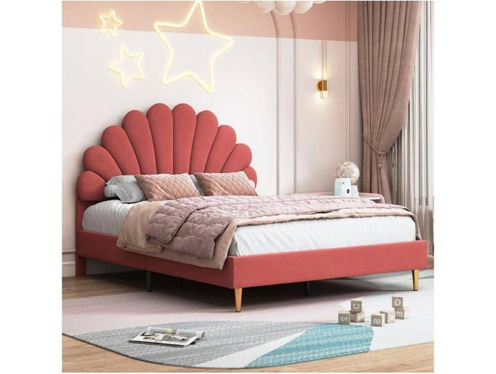 Polsterbett Doppelbett 140 x 200 cm mit Lattenrost, Samt, Rot Polsterbett Doppelbett 140 x 200 cm mit Lattenrost, Samt, Rot von Kauf-Unique Marketplace