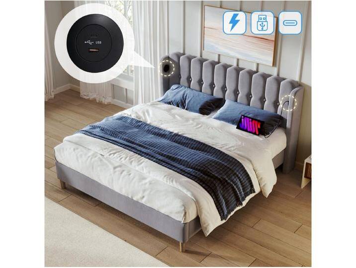 Polsterbett mit USB-C-Ladefunktion, Bett Gestell 140 x 200 cm Polsterbett mit USB-C-Ladefunktion, Bett Gestell 140 x 200 cm von Kauf-Unique Marketplace