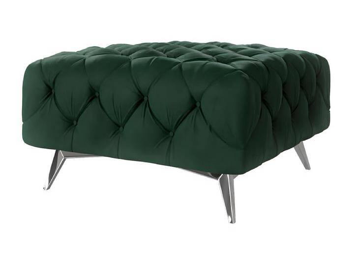 Polsterhocker Celeste mit klassischer Chesterfield-Knopfheftung und Silber Metall Füßen Polsterhocker Celeste mit klassischer Chesterfield-Knopfheftung und Silber Metall Füßen von Kauf-Unique Marketplace