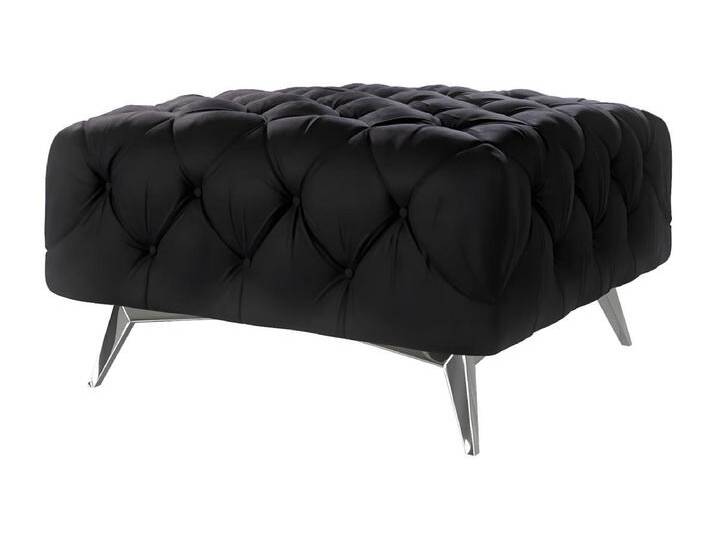 Polsterhocker Celeste mit klassischer Chesterfield-Knopfheftung und Silber Metall Füßen Polsterhocker Celeste mit klassischer Chesterfield-Knopfheftung und Silber Metall Füßen von Kauf-Unique Marketplace