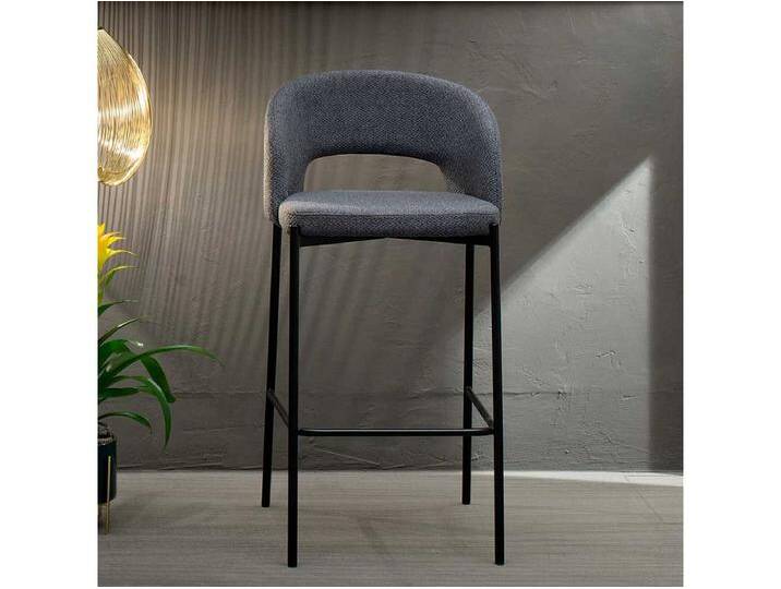 Polsterhocker in Anthrazit und Schwarz mit R�ckenlehne (2er Set) von Kauf-Unique Marketplace