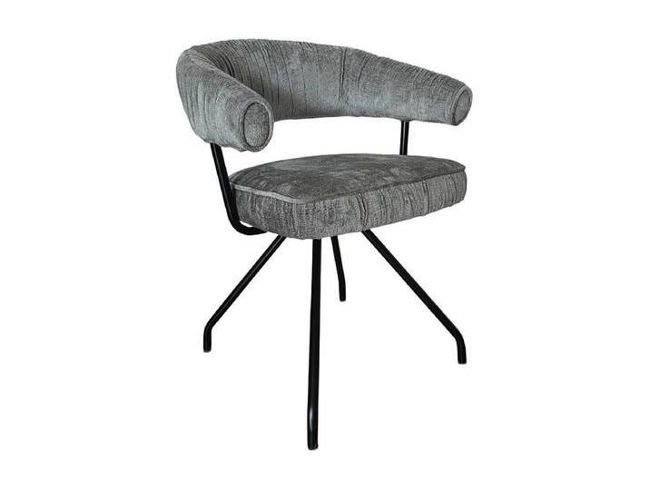 Polsterstuhl Armlehnstuhl in Grau aus Chenillegewebe (2er Set) von Kauf-Unique Marketplace