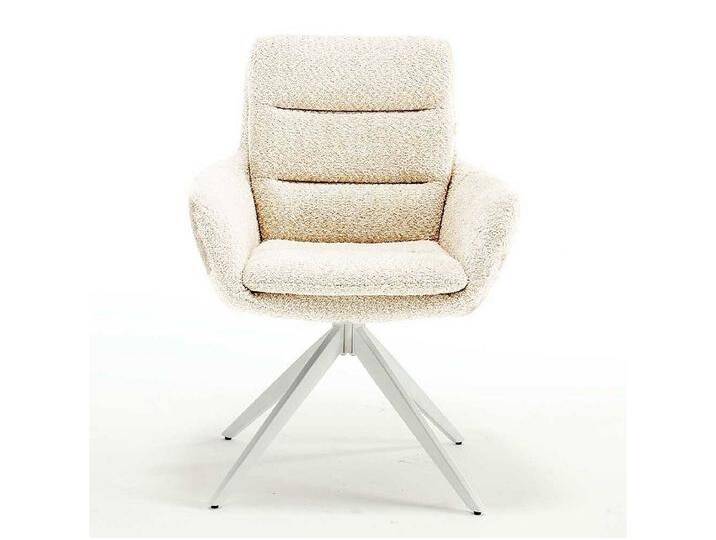 Polsterstuhl Esszimmer Boucle in Cremefarben Gestell aus Metall (2er Set) von Kauf-Unique Marketplace
