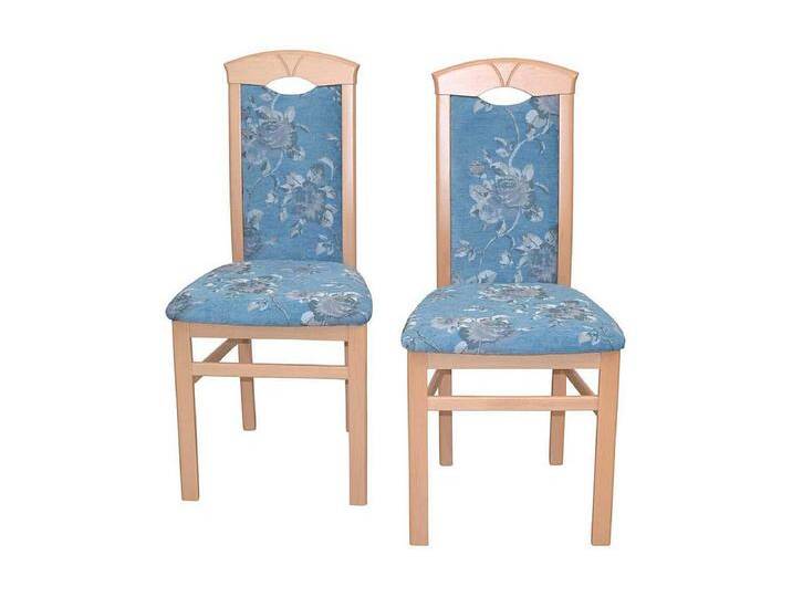 Polsterstuhl Esszimmer modern mit Blumen Motiv Blau (2er Set) von Kauf-Unique Marketplace
