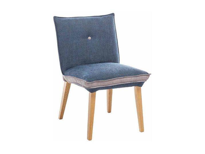 Polsterstuhl in Blau Beige Stoff Holzbeine Polsterstuhl in Blau Beige Stoff Holzbeine von Kauf-Unique Marketplace