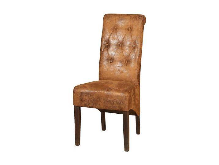 Polsterstuhl in Braun Microfaser Buche Massivholz (2er Set) von Kauf-Unique Marketplace