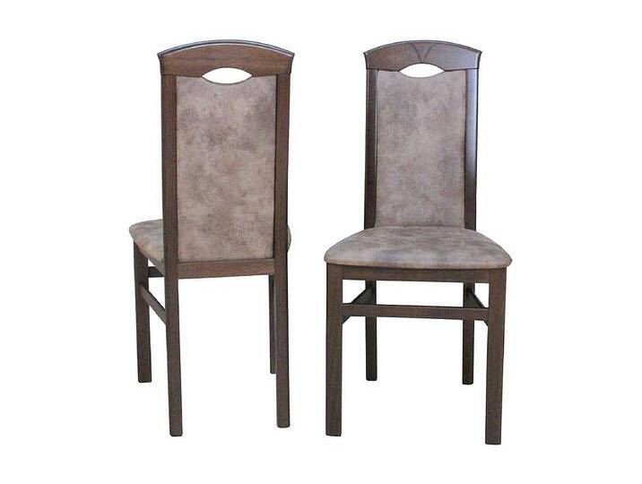Polsterstuhl in Braun Vintage Optik Stoff Massivholz in Nussbaumfarben (2er Set) von Kauf-Unique Marketplace