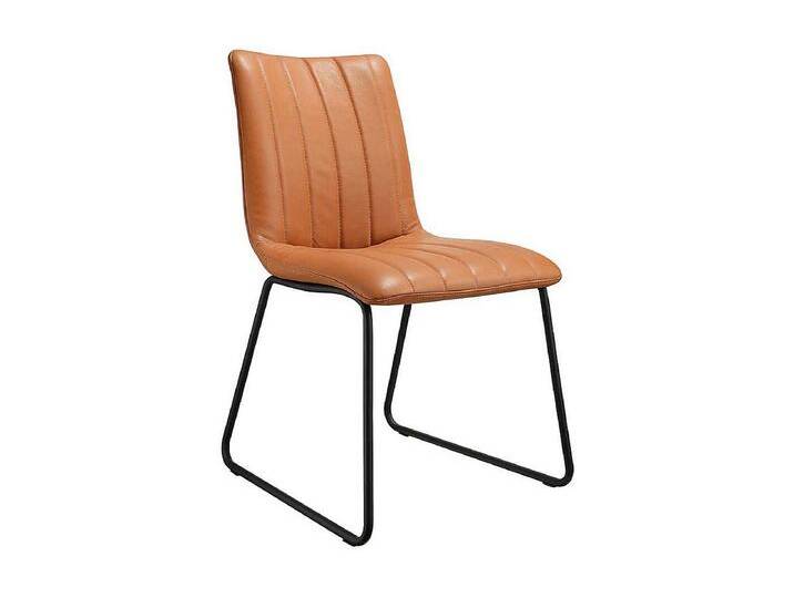 Polsterstuhl in Cognac Braun und Schwarz Leder (2er Set) von Kauf-Unique Marketplace
