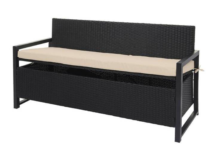 Poly-Rattan 3er Sitzbank MCW-F39, Anthrazit, Kissen beige von Kauf-Unique Marketplace
