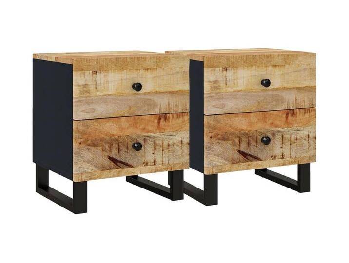 Posio Nachttische 2 Stk. 40x33x46 cm Massivholz Mango von Kauf-Unique Marketplace