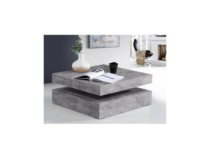 Quadratischer drehbarer Couchtisch – Spanplatte – hellgrauer Beton – Klassisch – 78 x 78 x 35,4 cm von Kauf-Unique Marketplace