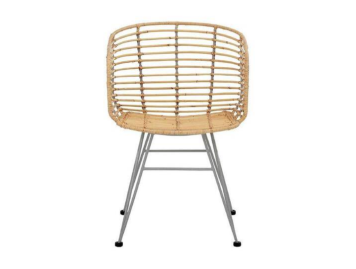 Rattan Esszimmerstühle in Beige und Silberfarben Armlehnen (2er Set) von Kauf-Unique Marketplace