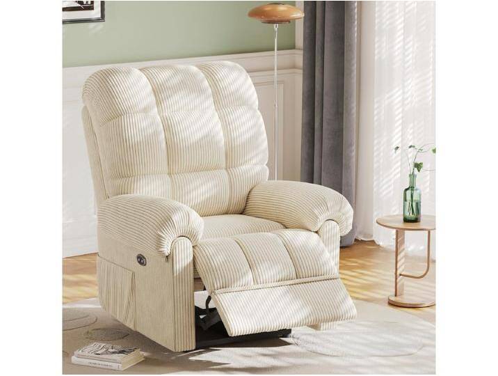 Relax Sessel Elektrischer Samt Sessel, einstellbarer Freizeitstuhl mit USB, einstellbarer Rückenlehne, Anti -Static mit Fußstütze - 96x97x104 cm Beige Beige von Kauf-Unique Marketplace