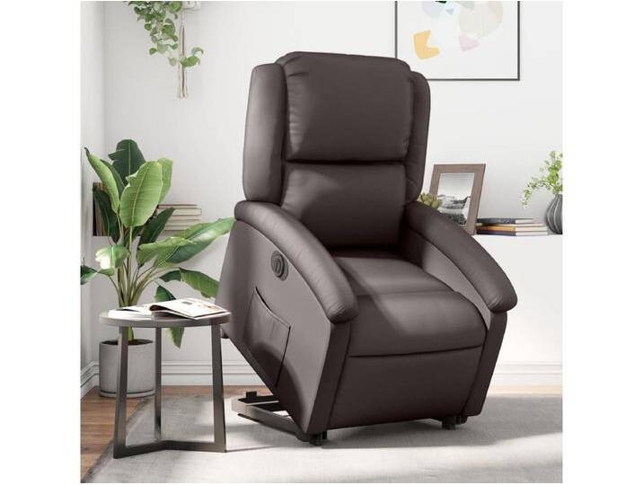 Relaxsessel mit Aufstehhilfe Elektrisch Dunkelbraun Echtleder von Kauf-Unique Marketplace