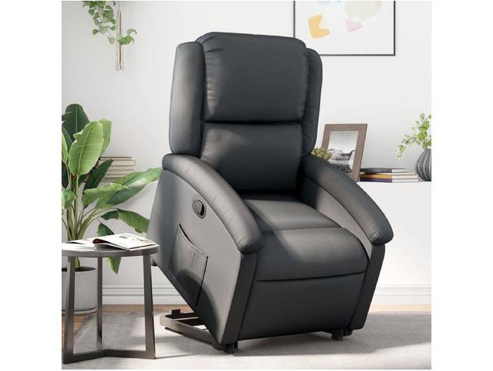 Relaxsessel mit Aufstehhilfe Schwarz Echtleder von Kauf-Unique Marketplace