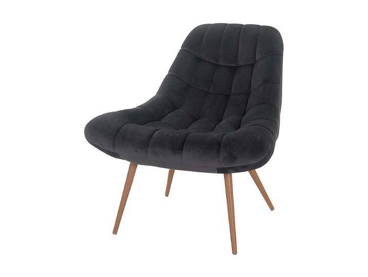 Retro Lounge Sessel in Dunkelgrau Samt 50 cm Sitzh�he Retro Lounge Sessel in Dunkelgrau Samt 50 cm Sitzh�he von Kauf-Unique Marketplace