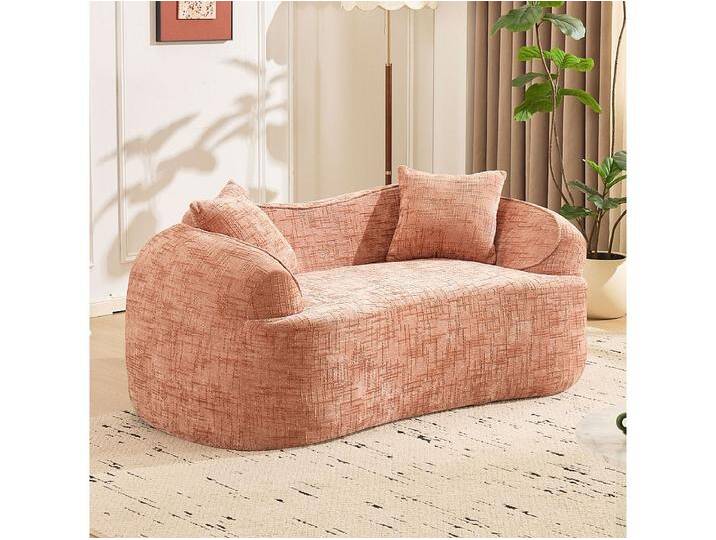 Rosa 2-Sitzer-Sofa - Gerades Sofa mit 2 Kissen und Armlehnen - Chenille Rosa 2-Sitzer-Sofa - Gerades Sofa mit 2 Kissen und Armlehnen - Chenille von Kauf-Unique Marketplace