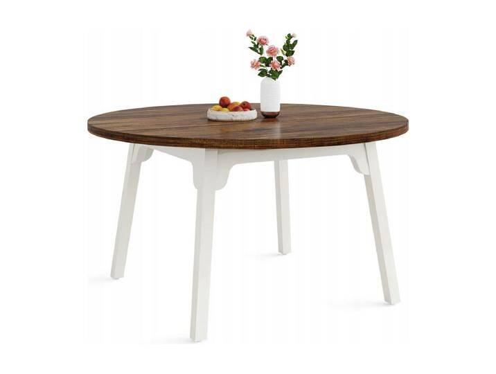 Runde Esszimmer-Tisch für 4 - 6 Personen, runder Küchentisch mit 120 cm Durchmesser und strukturiertem Holz-Oberflächen (braun) von Kauf-Unique Marketplace