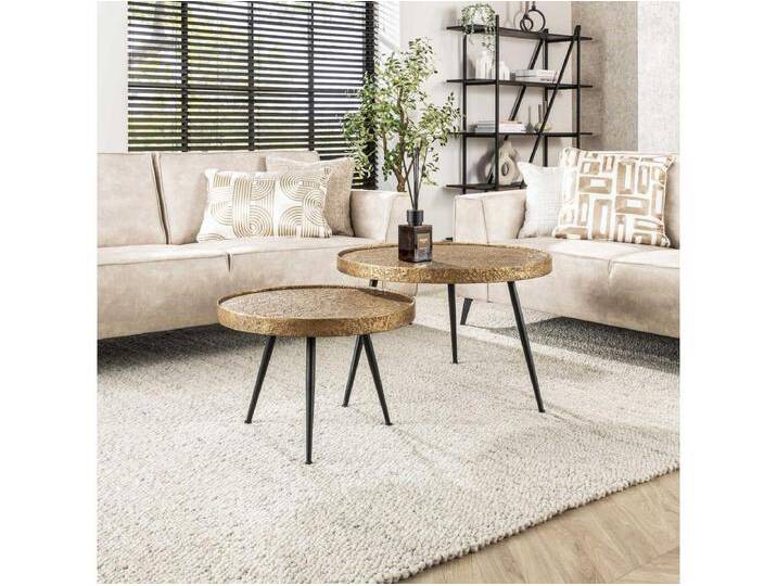 Runder Couchtisch aus Metall – Goldfarben – 2er-Set von Kauf-Unique Marketplace
