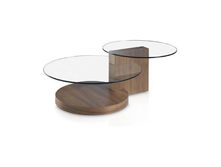 Runder Couchtisch aus Nussbaum und Glas 2019 ANGEL CERDA von Kauf-Unique Marketplace
