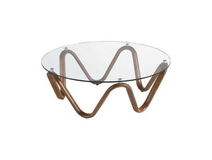Runder Couchtisch aus gehärtetem Glas und Nussbaum 2124 ANGEL CERDA von Kauf-Unique Marketplace