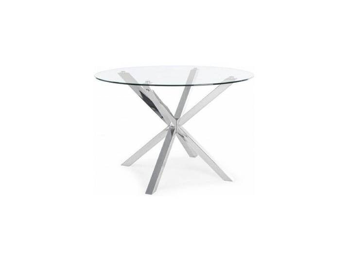 Runder Glastisch mit Stahlbein Durchmesser 114 cm - MAY von Kauf-Unique Marketplace