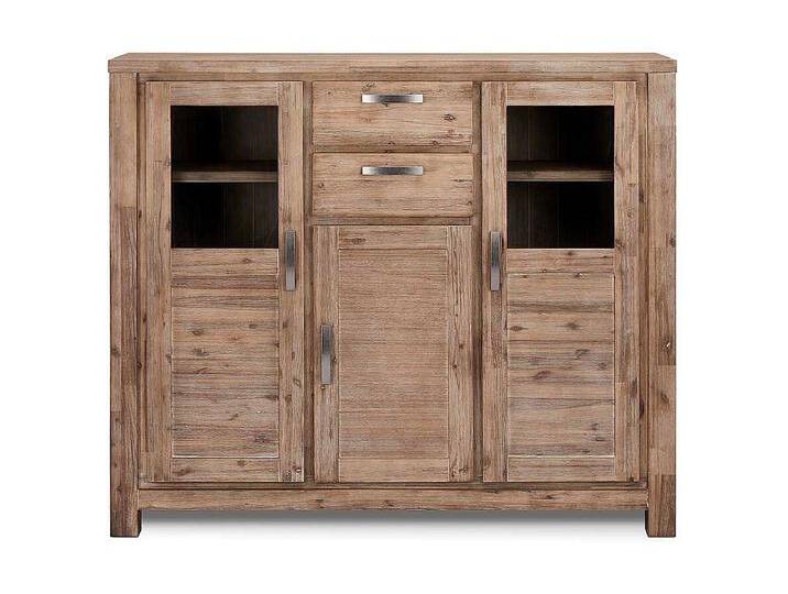 Rustikales Highboard aus Akazie teilmassiv dunkel lackiert Rustikales Highboard aus Akazie teilmassiv dunkel lackiert von Kauf-Unique Marketplace