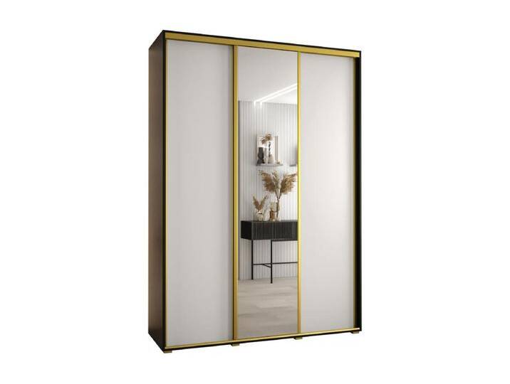 SCHWEBETÜRENSCHRANK DAVOS 3 235,2/170/60 3-türig (Schwarz/Weiß/Gold) von Kauf-Unique Marketplace