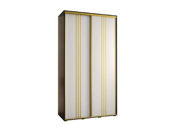 SCHWEBETÜRENSCHRANK DAVOS 5 235,2/130/45 2-türig (Schwarz/Weiß/Gold) von Kauf-Unique Marketplace