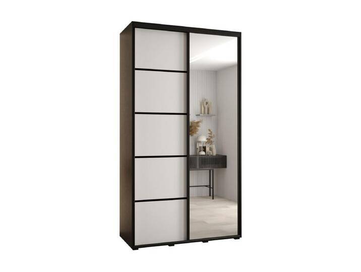 SCHWEBETÜRENSCHRANK DAVOS 5 235,2/130/60 2-türig (Schwarz/Weiß/Schwarz) von Kauf-Unique Marketplace