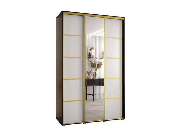 SCHWEBETÜRENSCHRANK DAVOS 5 235,2/150/45 3-türig (Schwarz/Weiß/Gold) von Kauf-Unique Marketplace