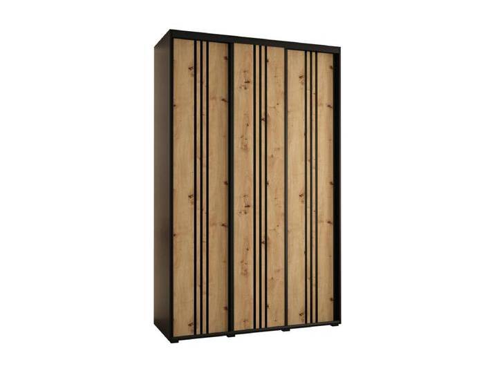 SCHWEBETÜRENSCHRANK DAVOS 6 235,2/150/45 3-türig (Schwarz/Artisan/Schwarz) von Kauf-Unique Marketplace