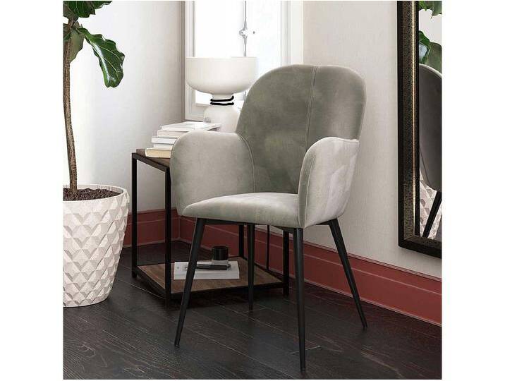 Samt Armlehner grau in modernem Design Gestell aus Metall Samt Armlehner grau in modernem Design Gestell aus Metall von Kauf-Unique Marketplace