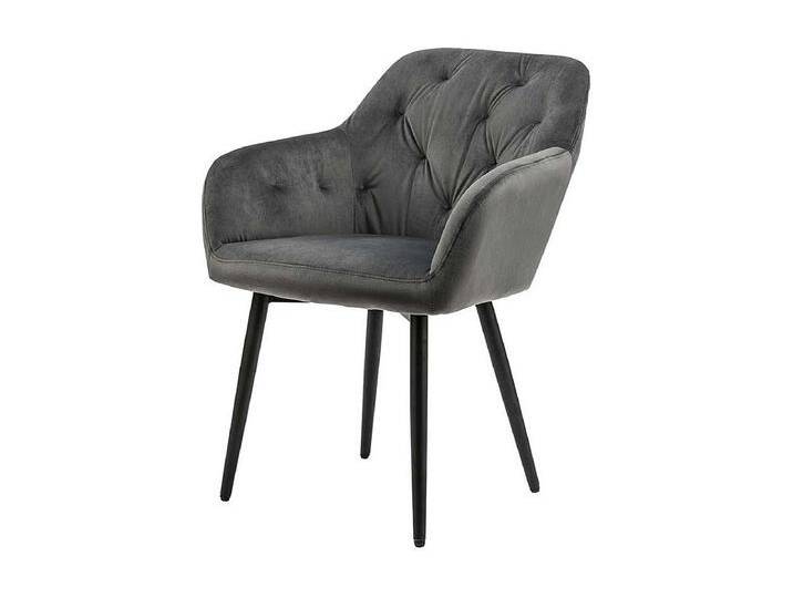 Samt Polsterstuhl in Grau Retro Design Samt Polsterstuhl in Grau Retro Design von Kauf-Unique Marketplace