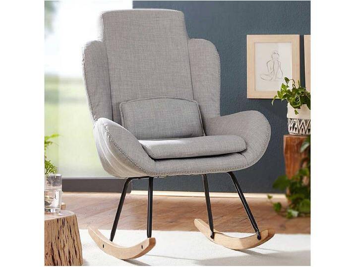 Schaukel Wohnzimmersessel in Grau Webstoff 110 cm hoch von Kauf-Unique Marketplace