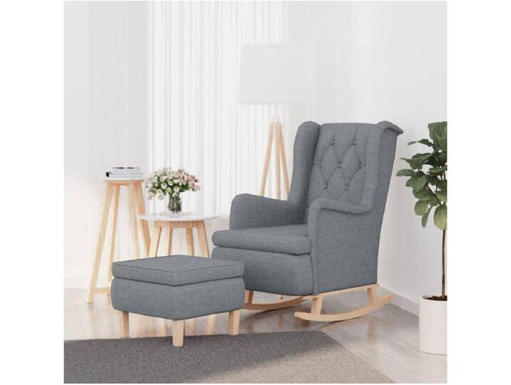 Schaukelsessel mit Hocker Hellgrau Stoff von Kauf-Unique Marketplace