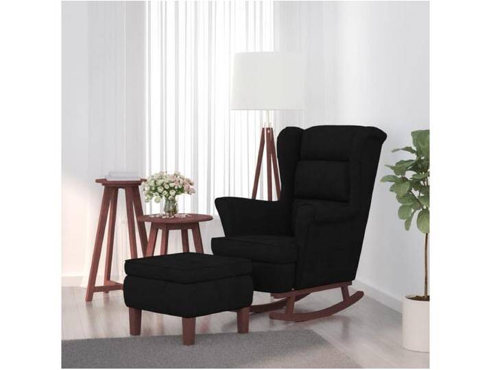Schaukelsessel und Hocker mit Holzbeinen Schwarz Samt von Kauf-Unique Marketplace