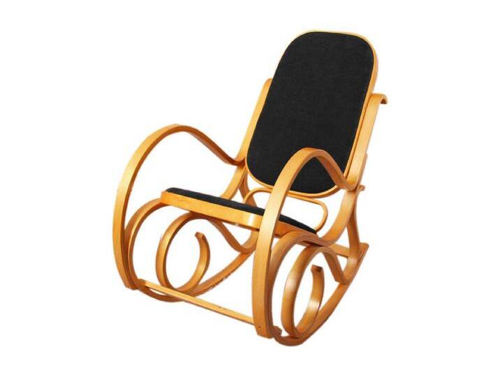 Schaukelstuhl Gallarate, Eiche-Optik, Kunstleder schwarz von Kauf-Unique Marketplace