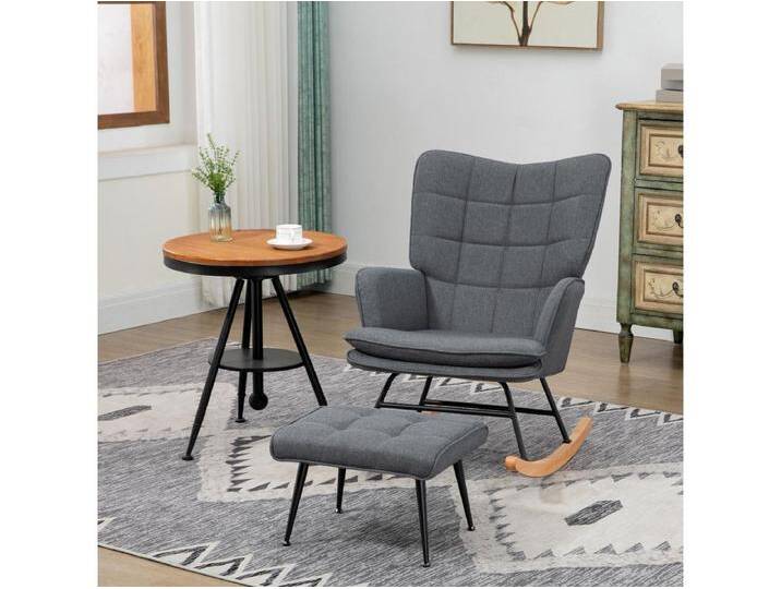 Schaukelstuhl bis 130 kg, Schaukelstuhl mit Hocker, Sessel mit Armlehnen Schaukelstuhl bis 130 kg, Schaukelstuhl mit Hocker, Sessel mit Armlehnen von Kauf-Unique Marketplace