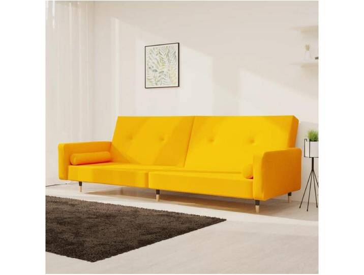 Schlafsofa 2-Sitzer mit 2 Kissen Gelb Samt von Kauf-Unique Marketplace