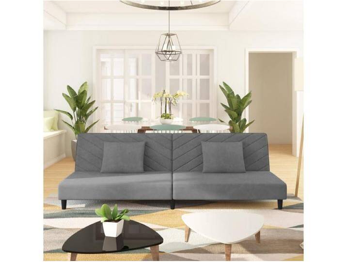 Schlafsofa 2-Sitzer mit 2 Kissen Hellgrau Samt Schlafsofa 2-Sitzer mit 2 Kissen Hellgrau Samt von Kauf-Unique Marketplace