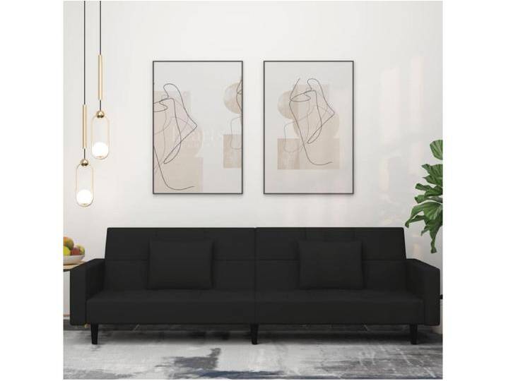 Schlafsofa 2-Sitzer mit 2 Kissen Schwarz Samt von Kauf-Unique Marketplace