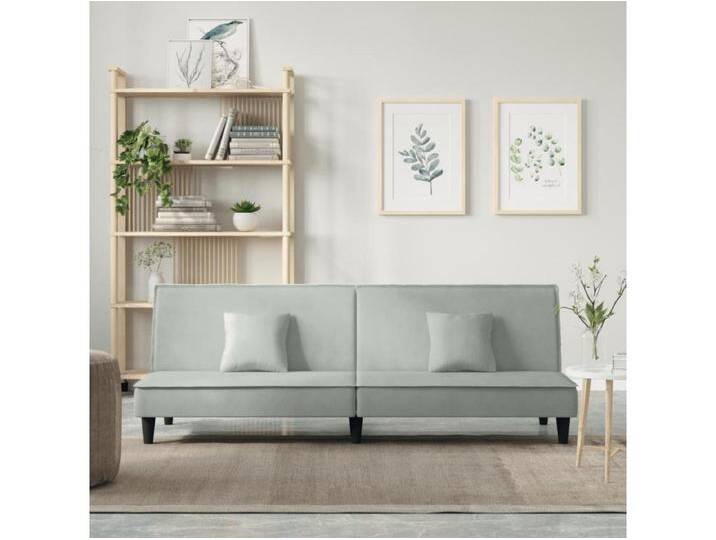 Schlafsofa Hellgrau Samt von Kauf-Unique Marketplace