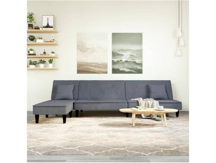Schlafsofa in L-Form Dunkelgrau 255x140x70 cm Samt von Kauf-Unique Marketplace