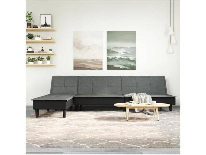 Schlafsofa in L-Form Dunkelgrau 255x140x70 cm Stoff von Kauf-Unique Marketplace