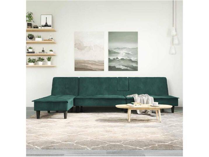 Schlafsofa in L-Form Dunkelgrün 255x140x70 cm Samt Schlafsofa in L-Form Dunkelgrün 255x140x70 cm Samt von Kauf-Unique Marketplace