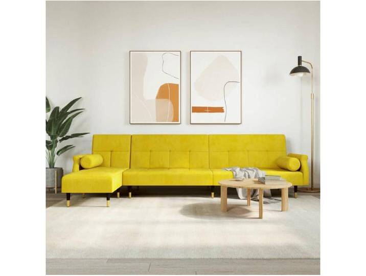 Schlafsofa in L-Form Gelb 271x140x70 cm Samt von Kauf-Unique Marketplace